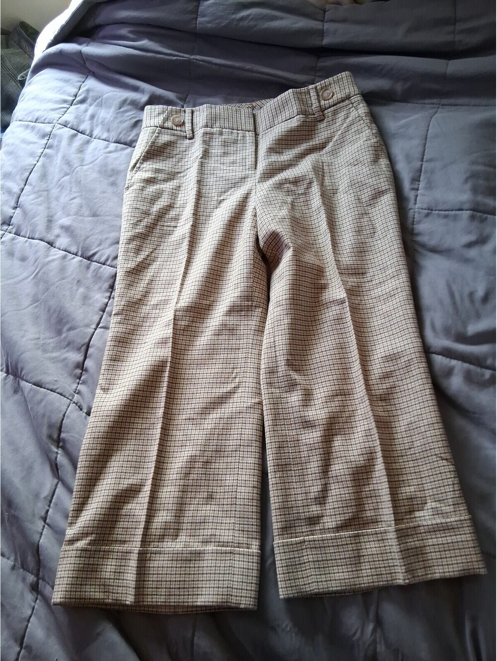 Ann Taylor Women’s Wide Leg Pants Size 2P Wool Blend Brown And Tan C2